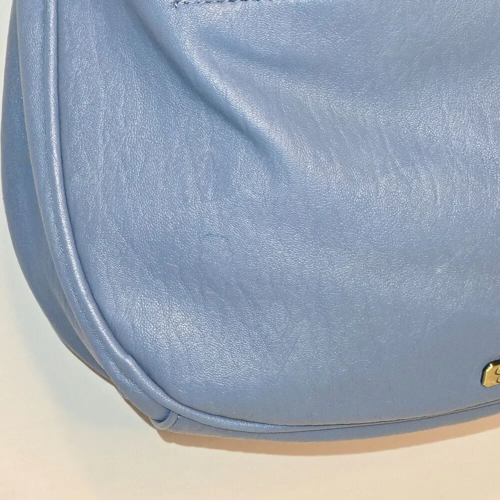 Jessica Simpson Skylar Hobo Bag Dusty Blue Studded JS Charm Vegan Leather